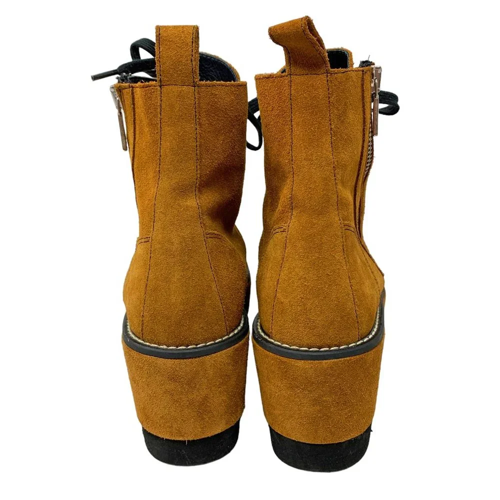 Free People‎ Maverick Rust Suede Platform Wedge Booties